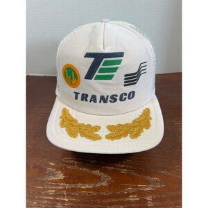 Vintage Transco White Mesh Snapback Cap With Embroidered Leaf Design X3